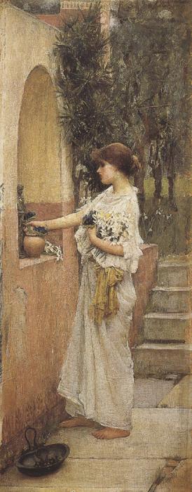johnwilliam waterhouse,R.A. A Roman Offering (mk37) oil painting picture